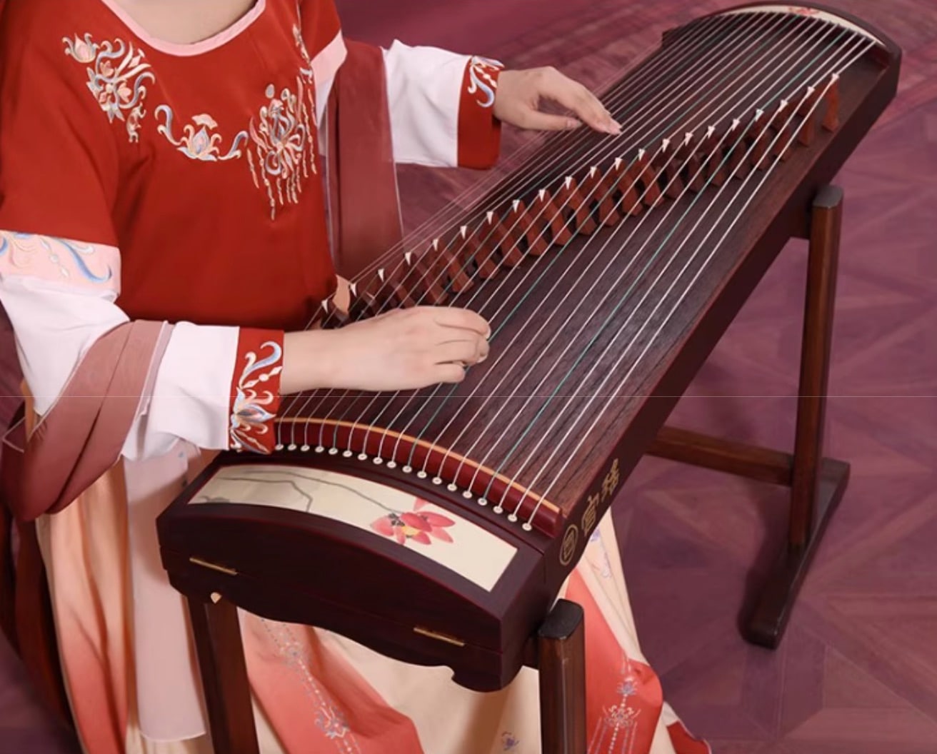筝130cm芙蓉花模様中国弦楽器