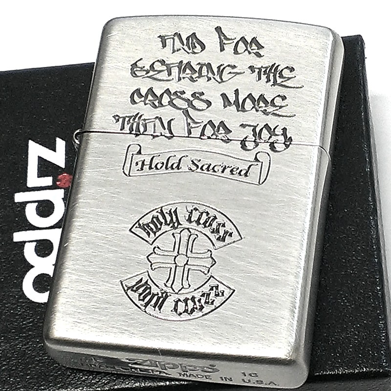 ZIPPO ライター レギュラークロス ジッポ 銀 スクラッチ加工 シルバー 古美仕上げ かっこいい 彫刻 メッセージ おしゃれ 十字架 メンズ ギフト プレゼント 5,800円