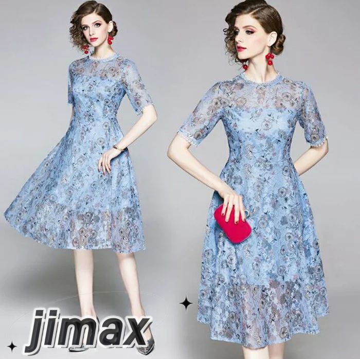 パーティードレス ミモレ丈 結婚式 ワンピース 20代 30代 ワンピース 総レース ウェディングドレス ウエディング ドレス 二次会 花嫁 ブライズメイド ミモレ丈 結婚式 入学式 演奏会用 お呼ば