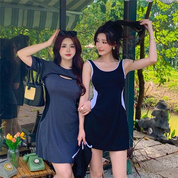 水着 無地 体型カバー 黒 ワンピース 水着 大きいサイズ 半袖 水泳 ボトム付 きれいに ママ ブラック グレー 6L 5L 4L 3L LL 2L L M女性 パッド付き 露出控えめ 伸縮性 20