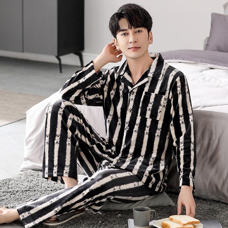 メンズ冬コーラルベルベット厚手のパジャマメンズ秋冬アイランドベルベット大きいサイズ冬フランネルホーム服