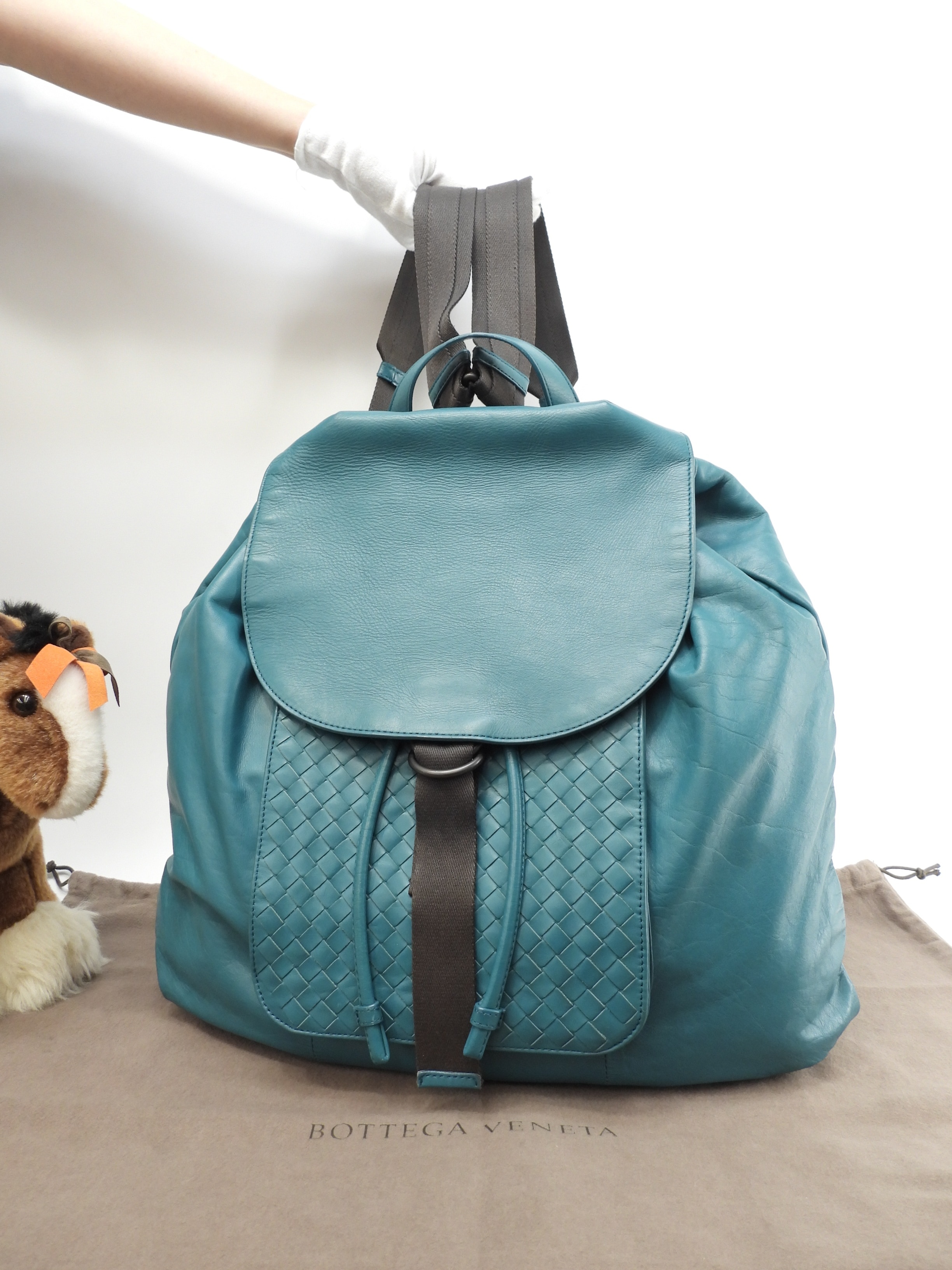 バックパック イントレチャート レザー緑 リュックサック バッグ 美品@B05228419H