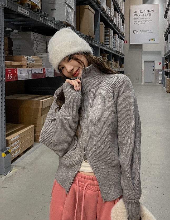 【U LAN】DAILY RAGLAN WARMER TWO WAY ZIP-UP : 7COLOR