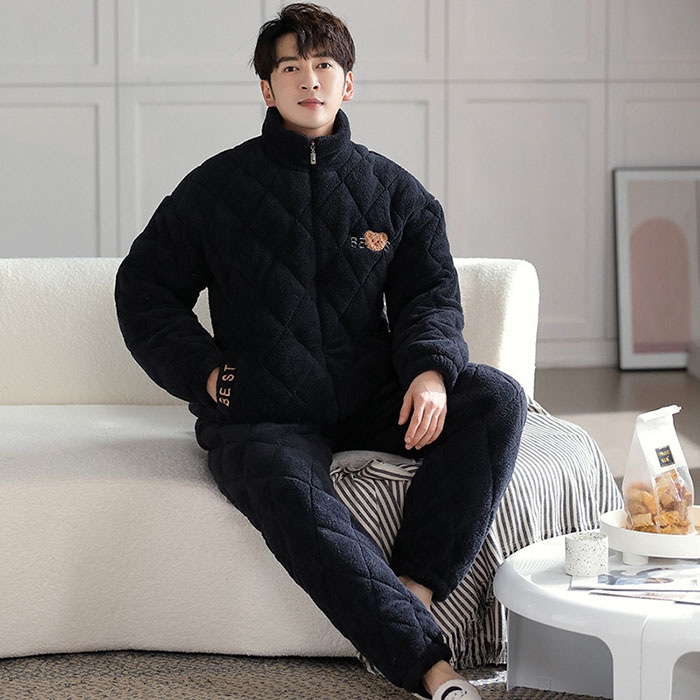 パジャマ メンズ 裏起毛 ルームウェア セットアップ 男性 冬用 長袖 前開き 上下セット 暖かい フランネル 中綿 超厚手 保暖 防寒対策 快適 秋 冬 大人 部屋着 寝間着 寝巻き 大きいサイズ 6,602円