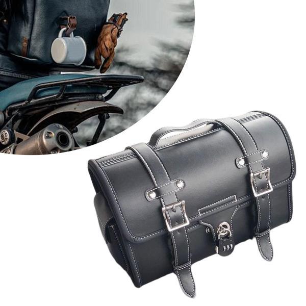 汎用バイクテールラックバッグファッション取り付け簡単ハンドメイド防水ブラック