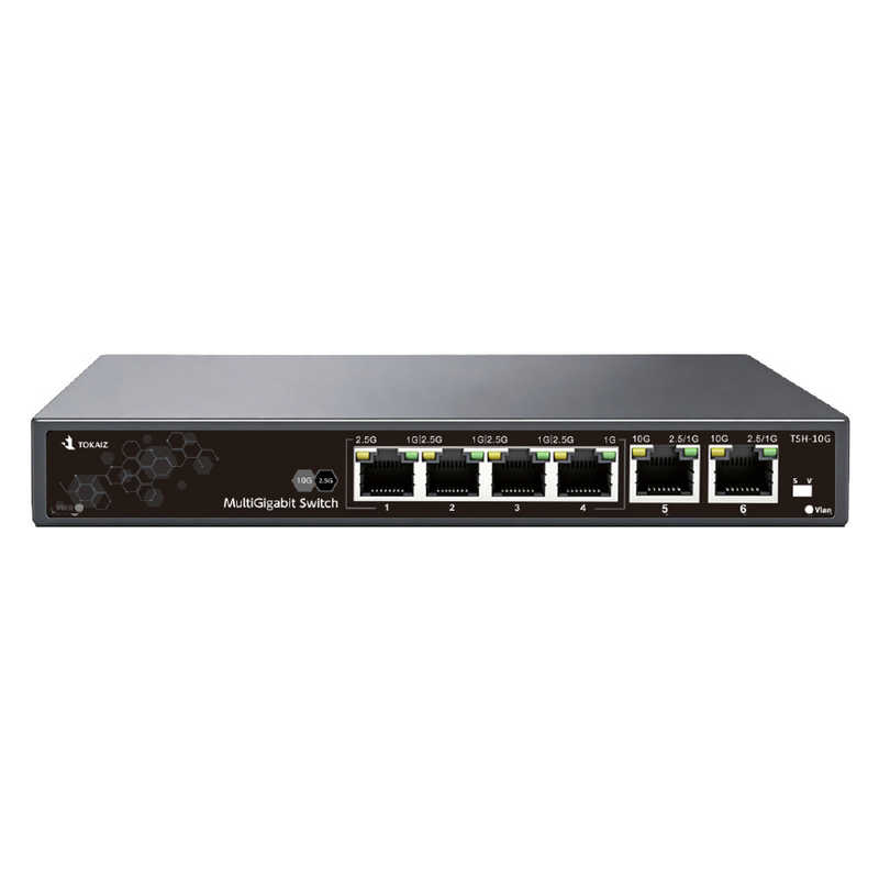 TOKAIZ　スイッチングハブ 8ポート(10Gポート×2 2.5Gポート×4 ) 壁掛け対応 グレー　TSH-10G