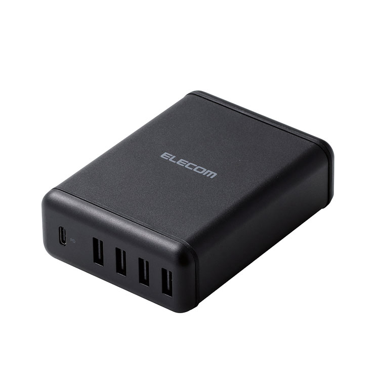 USB充電器 Type-C搭載 5ポートUSB C1+USB A4ポート 最大出力60W Nintendo Switch PS4コントローラー対応 1年保証 PSE認商品 ブラック MP