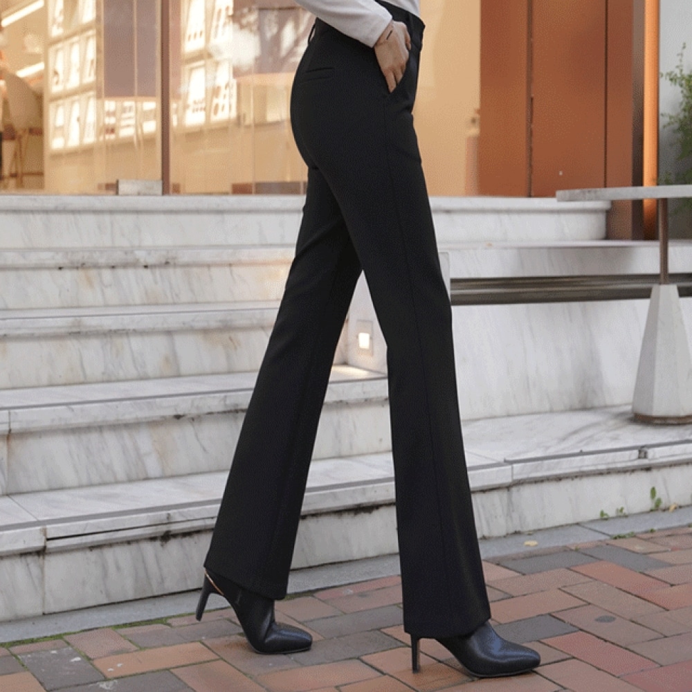 Click & Funny 寒い冬にぴったりの起毛ブーツカットスラックス [SMLサイズ]