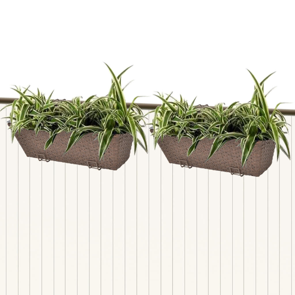 バルコニー台形籐プランターセット50 Cm 2 Pcsブラウン