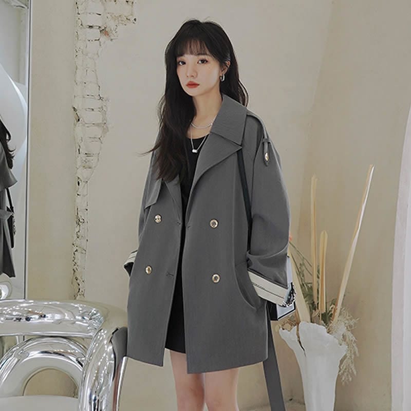 チェスターコート ジャケット春トレンチコート ムートンファッション トレンチコート アウター 小柄 ライダース韓国ファッション ゆったり 気質 レディース