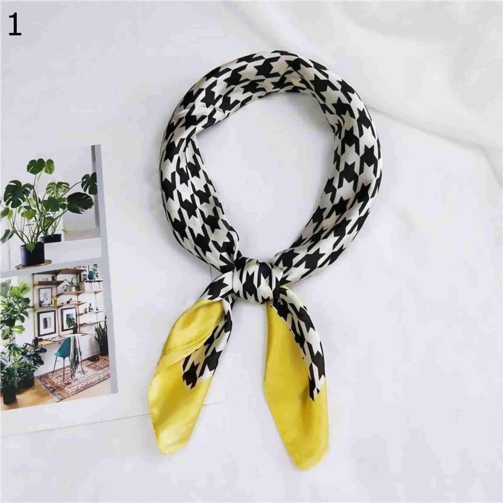 【20%OFFクーポン～】女性用ポリエステルスカーフエレガントなパターンプリントサテンスモールスクエアラップスカーフ多機能ショール スカーフ (Color : Green Size : 70x70