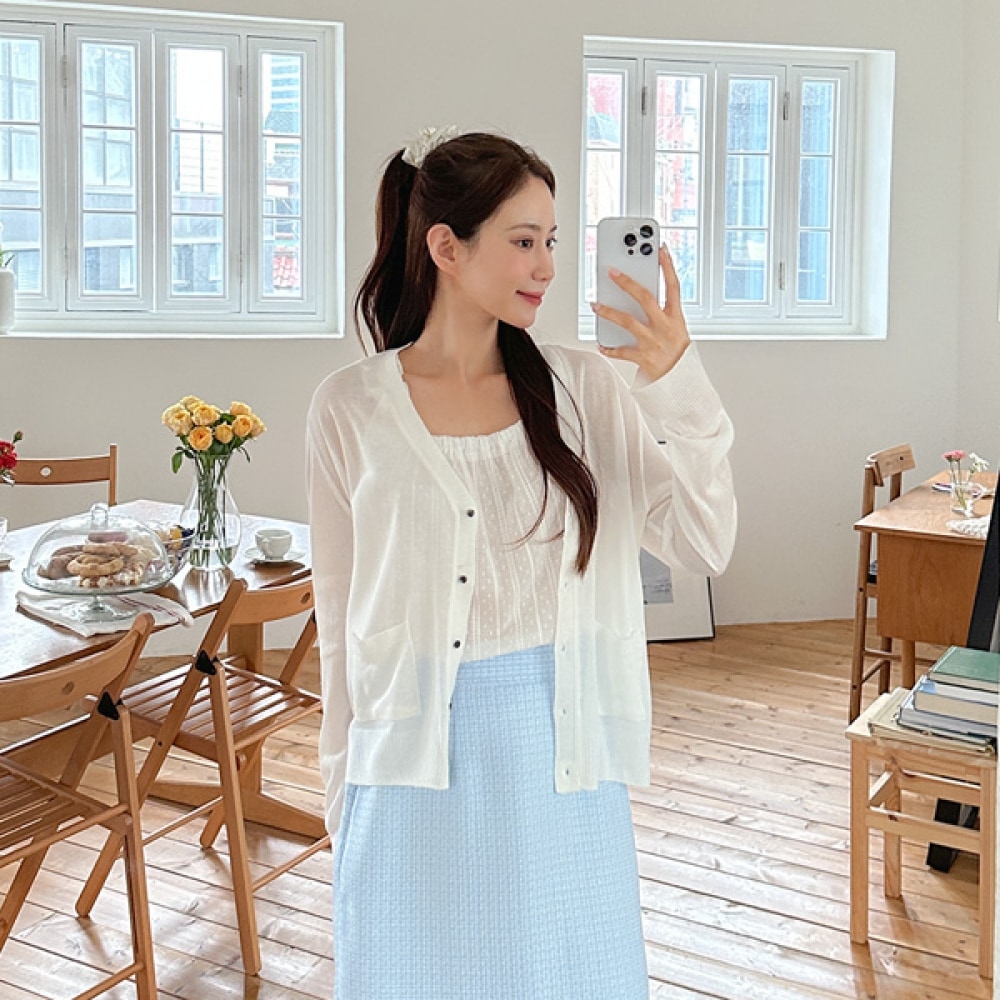 (JSTYLEのイーブレット) イーブレットタイムシースルーニットカーディガン Jスタイル