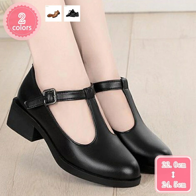 777円OFFクーポン ストラップパンプス レディース 太ヒール チャンキーヒール ローヒール 痛くない 歩きやすい スクエアトゥ 甲ストラップ きれいめ おしゃれ 走れる 黒 Tストラップ 可愛い