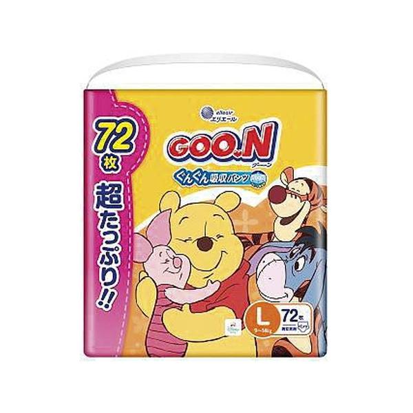 3個セット(1ケース)/グーン ぐんぐん吸収パンツ lサイズ 超たっぷり72枚[大王製紙]