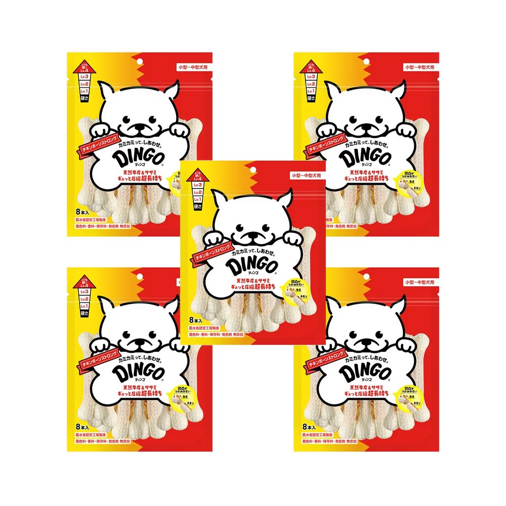 ディンゴ　チキンボーンストロング　Ｍ　８本入X５　デンタルガム　デンタルおやつ　犬　ＣＲＣ45―14―03―05―01