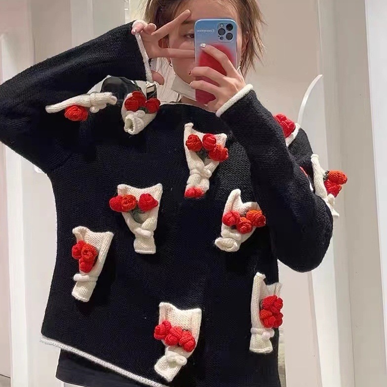 トップス ニットソー セーター 長袖 ラウンドネック タイト 細身 スマート リボン かわいい