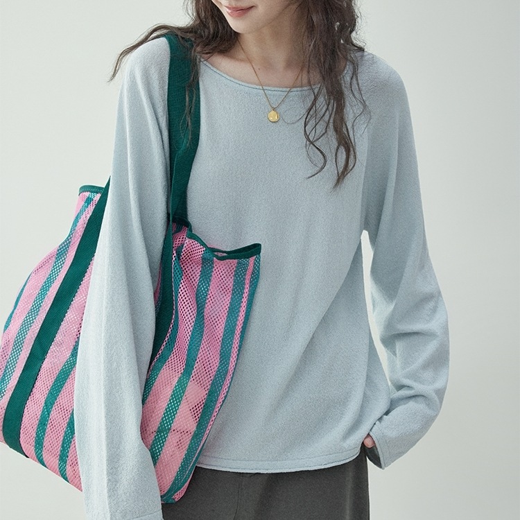 トップス カットソー 長袖 ボートネック プルオーバー ミディアム丈 薄手 萌え袖 かわいい 大人可愛い きれいめ シンプル 上品 おしゃれ かっこいい カジュアル こなれ感 個性的 ラフ ルーズ