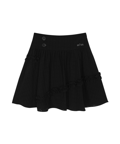 【AS"ON】 BERRY FRILL SKIRT / BLACK 正規品
