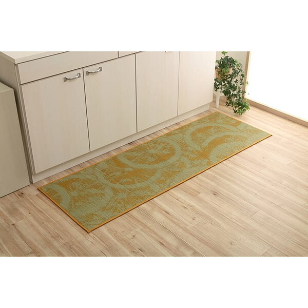 1080940295805 キッチンマット い草 自然素材 国産 純国産 日本製 汚れにくい シミになりにくい ウレタン カジュアル フルーツ レモン 約60×240cm メーカー直送