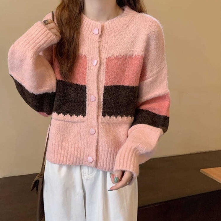 レディース トップス ニット カーディガン アウター 前開き 長袖 ラウンドネック オーバーサイズ フェミニン かわいい 大人可愛い シンプル カジュアル おしゃれ かっこいい レトロ こなれ感