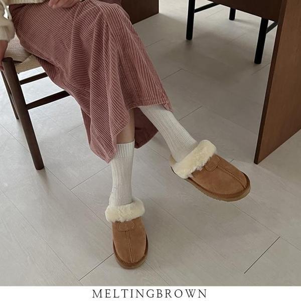 女性牛革スエードスリッパ K14