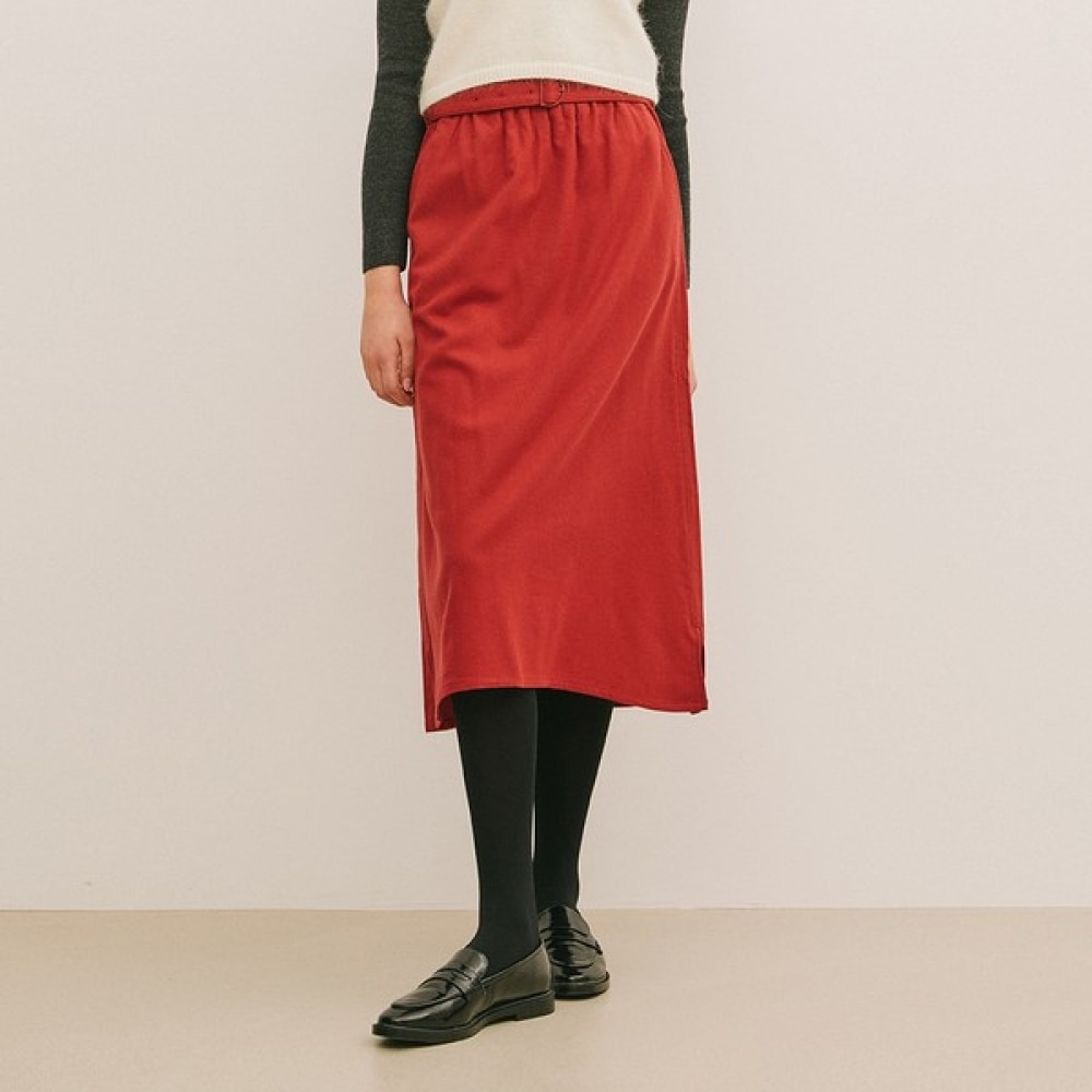 (ニューヨーク訪問) ベルト付きナッピーミディスカート (VZASRG1)