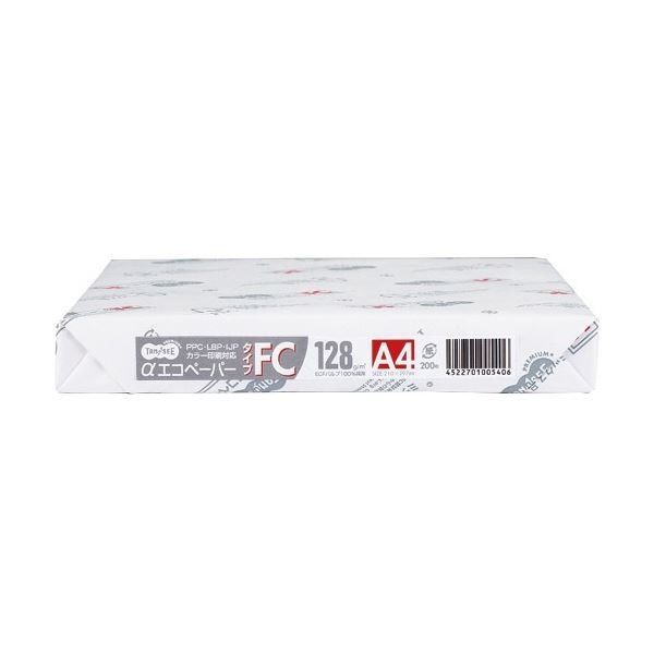 （まとめ） TANOSEE αエコペーパータイプFC A4 特厚口 128g 1冊（200枚） 10セットコピー用紙