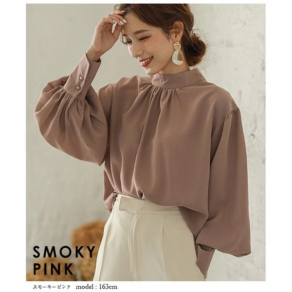 トップスシャツブラウス韓国 40代 トップス ちょうちん袖 通勤 無地 春秋 とろみ感のある素材 レディース 垂れ感のある 長袖 50代 秋冬 30代 オシャレ オフィス 60代 カジュアル 大人