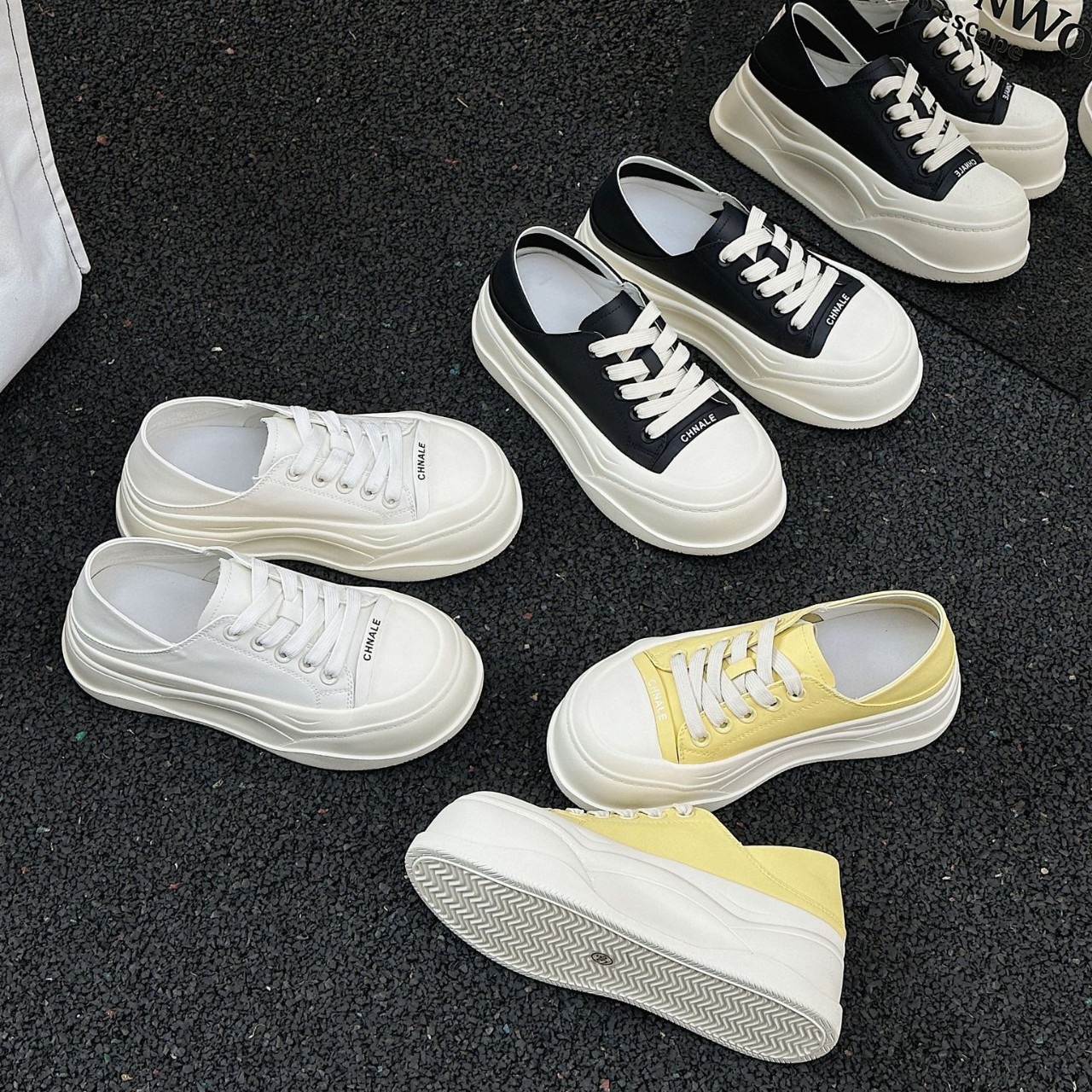 2025年春夏新作韓国ファッション万能厚底ステップオンツーウェアホワイトシューズスニーカートレンドシューズカジュアルシューズその他 スニーカー・スリッポン