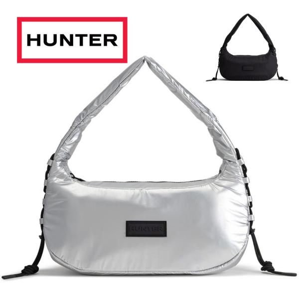 ハンター バッグ ショルダーバッグ レディース メンズ トラベル ホーボー シリング HUNTER 3932 軽量 耐久性 黒 ブラック シルバー