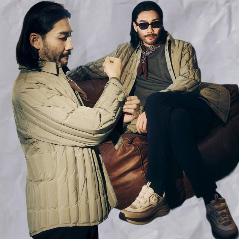 25年冬の新作 メンズ ノ・ホンチョル 軽量パディング シームレス ルクラ シャツ チューブ ダウンジャケット 1BYPAWU021