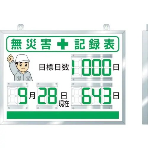 【メーカー直送品】ユニット デジタル無災害記録表 454×604×25厚 867-18A