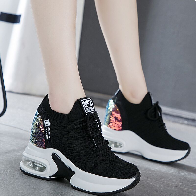 スニーカー レディース インソール 厚底 ハイカット 靴 美脚 シューズ 婦人靴 夏 メッシュ 白