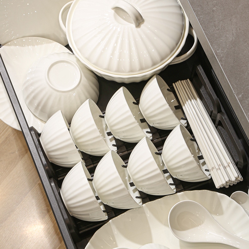 景徳鎮陶器皿セット家庭用純白エンボス高級食器セットギフトボックス卸売工場直販