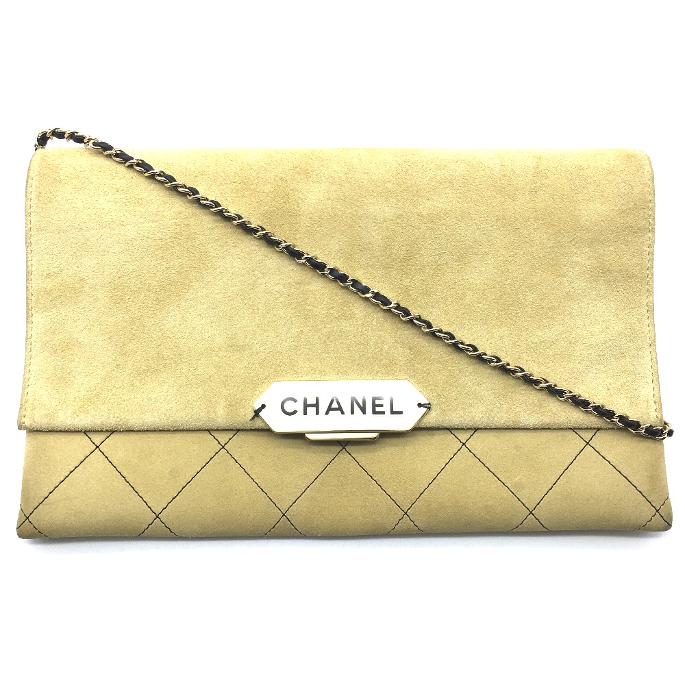 ショルダーバッグ マトラッセ CHANEL ロゴ カバン フラップ シングルチェーン スエード ベージュゴールド金具