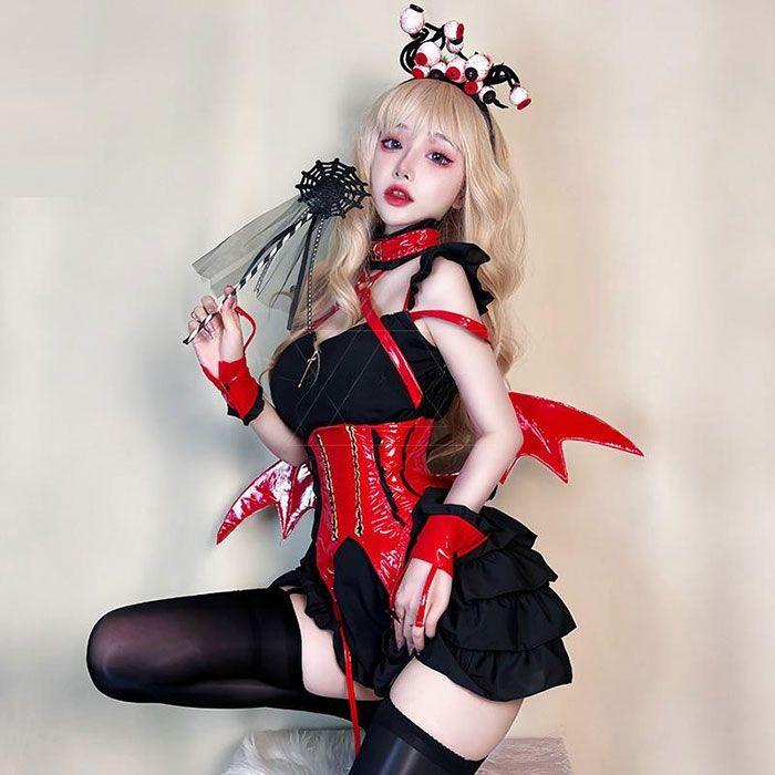 ハロウィン コスプレ レディース 小悪魔 仮装 衣装 大人 ハロウィン 衣装 巫女 魔女 コスチューム ハロウィンコスプレ ブラック 黒 ミニワンピース 悪魔 デビル30%までに制限