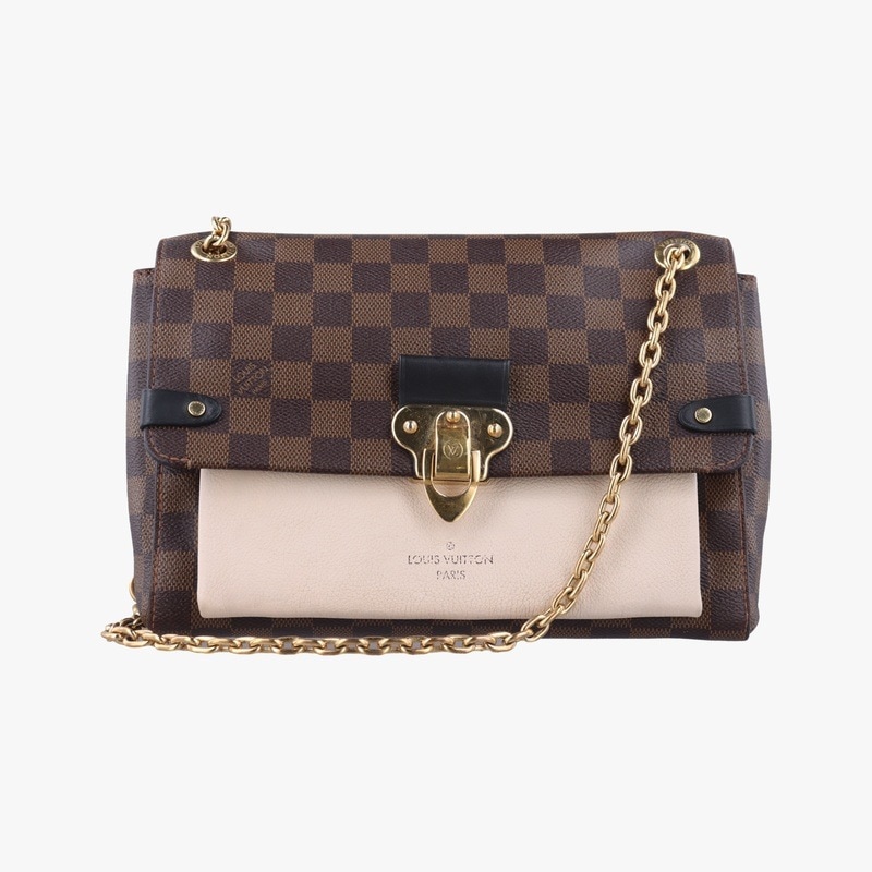 ヴァヴァンPMエベーヌ×クリームダミエキャンバス×カーフレザーN40113FK0250中古