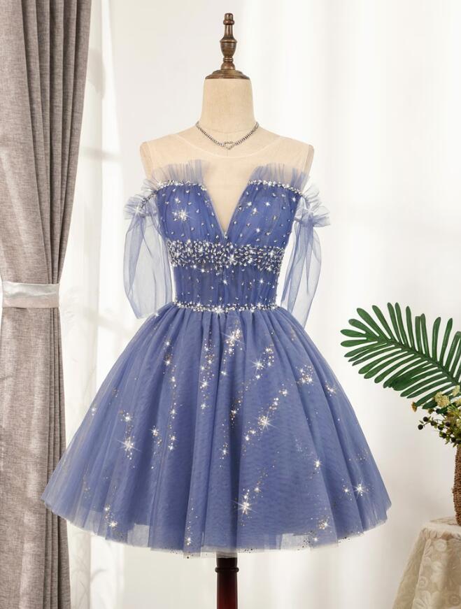 [オーダー可]キラキラバービー風きれいビスチェノースリーブオフショルダー膝丈ミニ丈ショート丈チュールディズニープリンセス大人披露宴結婚式誕生日会成人式韓国ファッション洋服お呼ばれパーティードレス水色