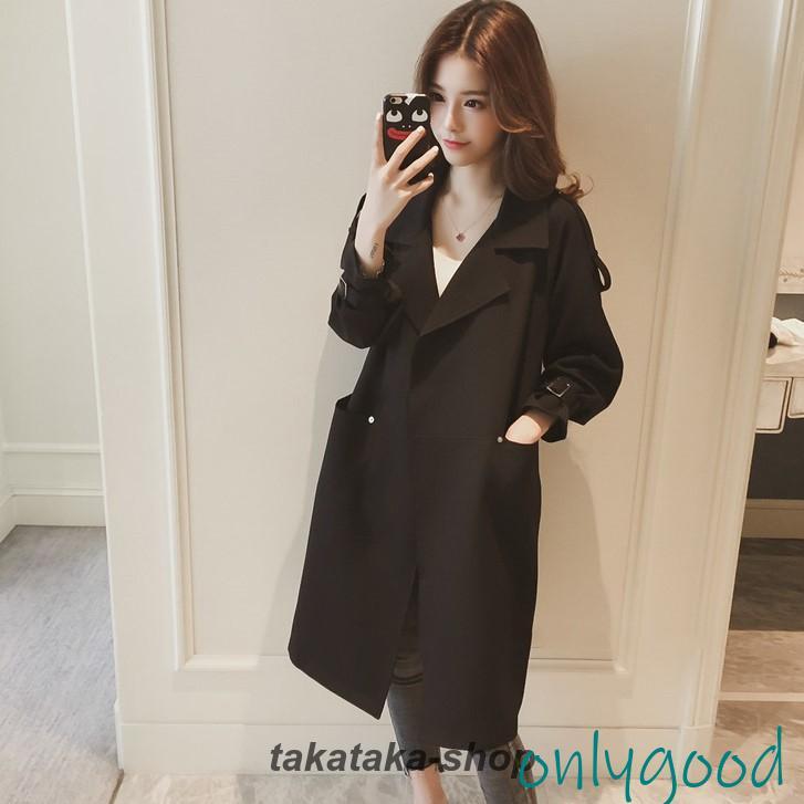 テロンチコート トレンチコート レディース ロング丈 大きいサイズ 3L 4L 5L アウター 秋 冬 ロングコート 黒 無地 ゆったり シンプル お出かけ オフィス