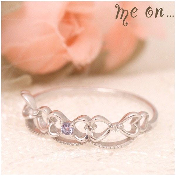 me on... ダイヤ＆タンザナイトK10ホワイトゴールドピンキーリング 発送目安：２３週間