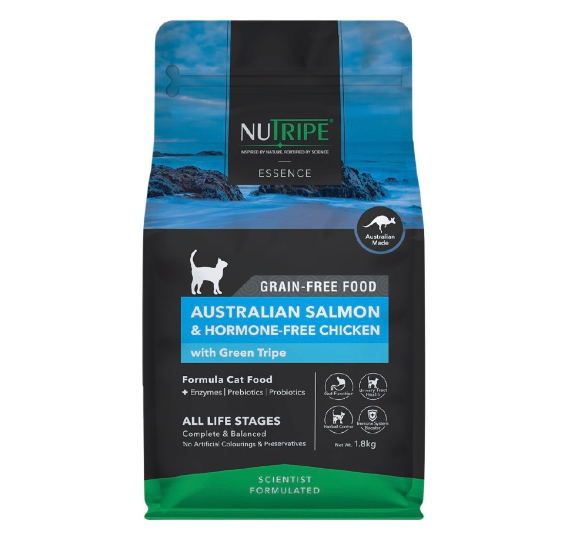 ニュートライプ 猫 キャットフード ドライ　サーモン＆チキン＆グリーントライプ 1.8kg 正規品 キャットフード 全猫種 全年齢 全ライフステージ オールステージ 仔猫 成猫 老猫 ペットフード