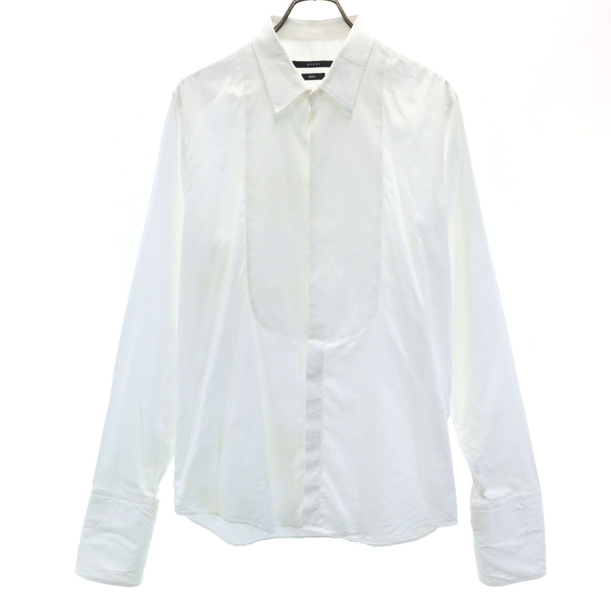 イタリア製 長袖 コットンシャツ 42 ホワイト メンズ 古着