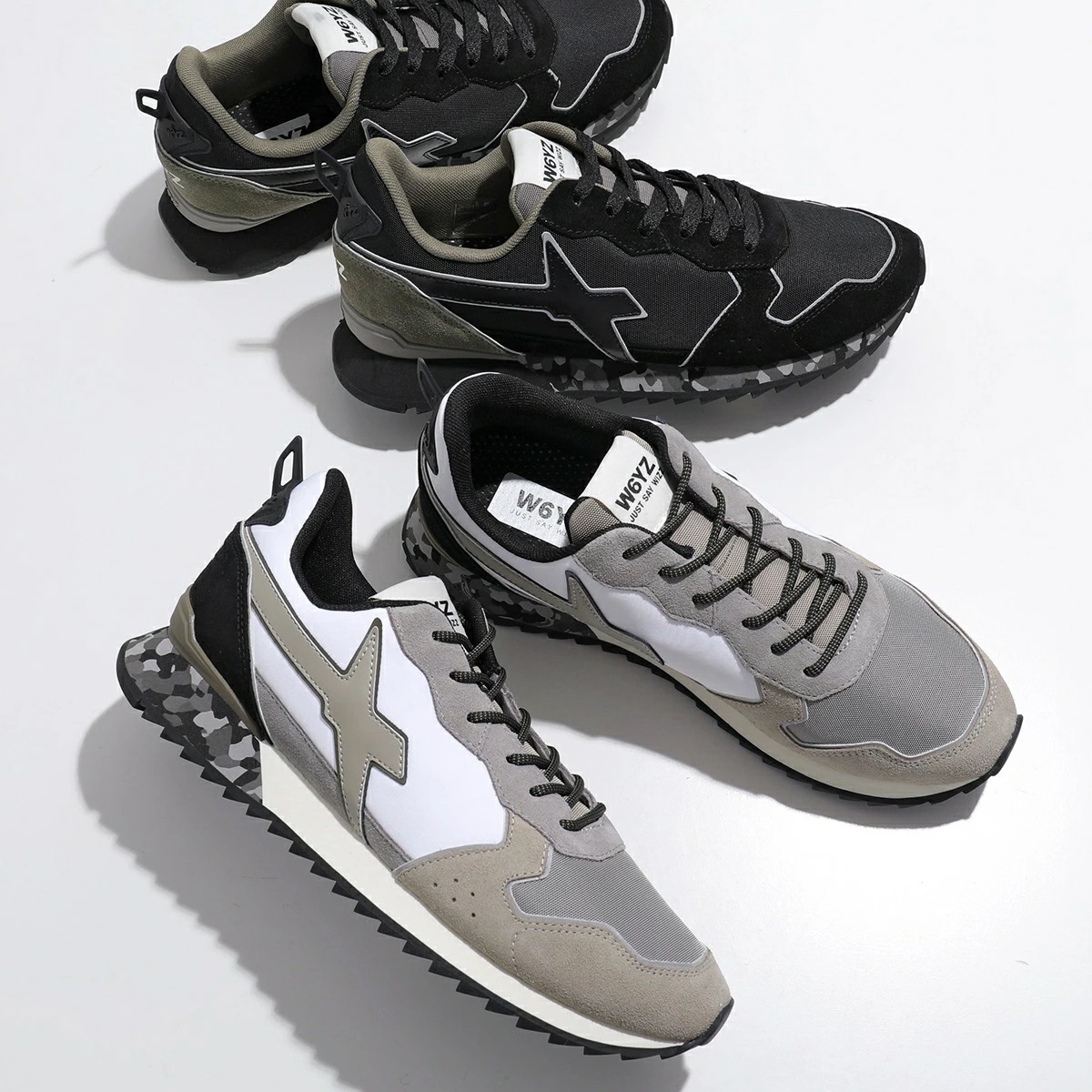 W6YZ ウィズ スニーカー JET-M. ジェットエム 2013560.03 メンズ ローカット ロゴ ナイロン スウェード 厚底 軽量 シューズ 靴 カラー2色