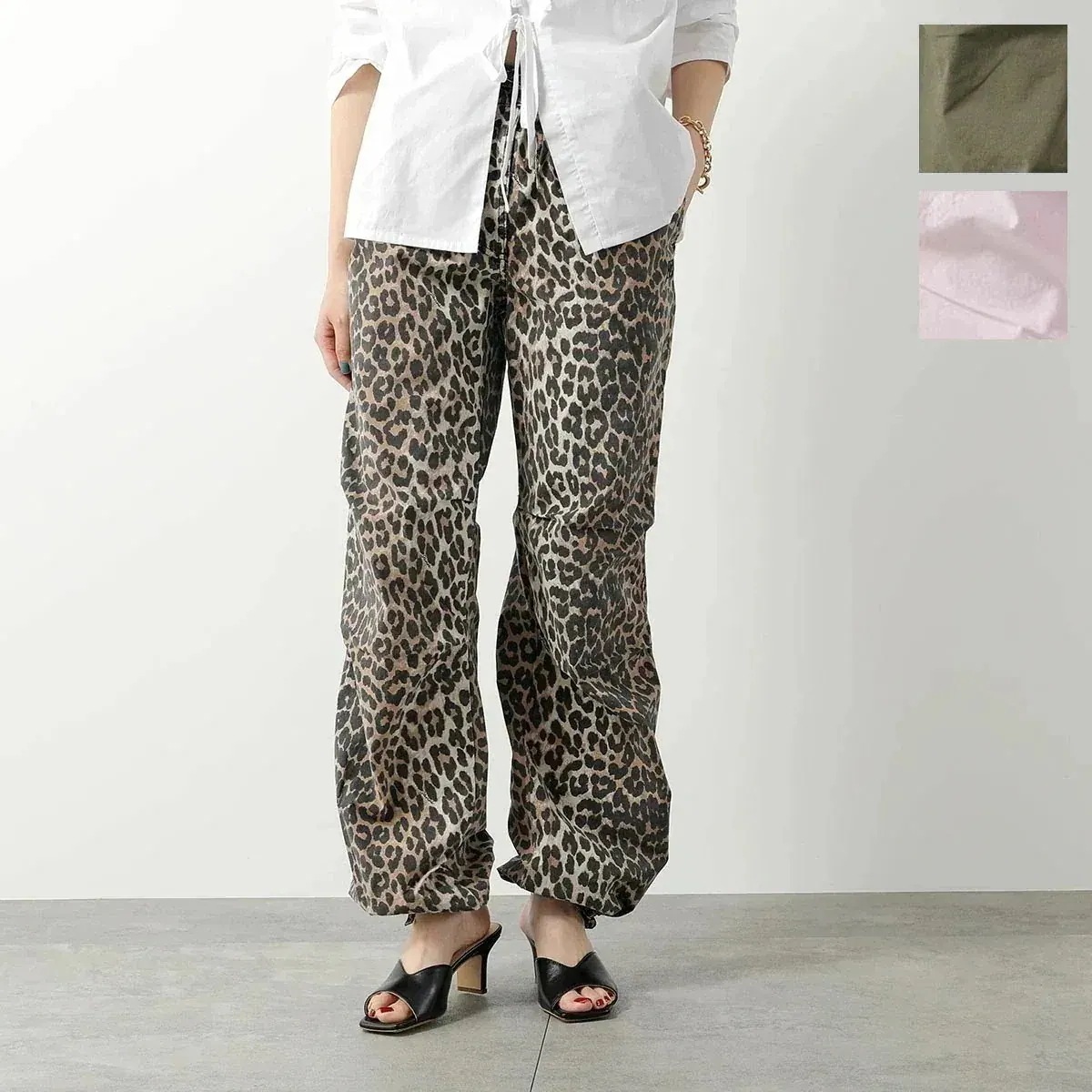 GANNI ガニー パンツ WASHED COTTON CANVAS DRAW STRING PANTS ウォッシュドコットンキャンバス ドローストリング F9 【ts】