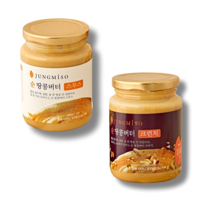 [ピーナッツ100%] 精米所 無添加 無糖 純ピーナッツバター スムース/ クランチ 選択 400g韓国加工品