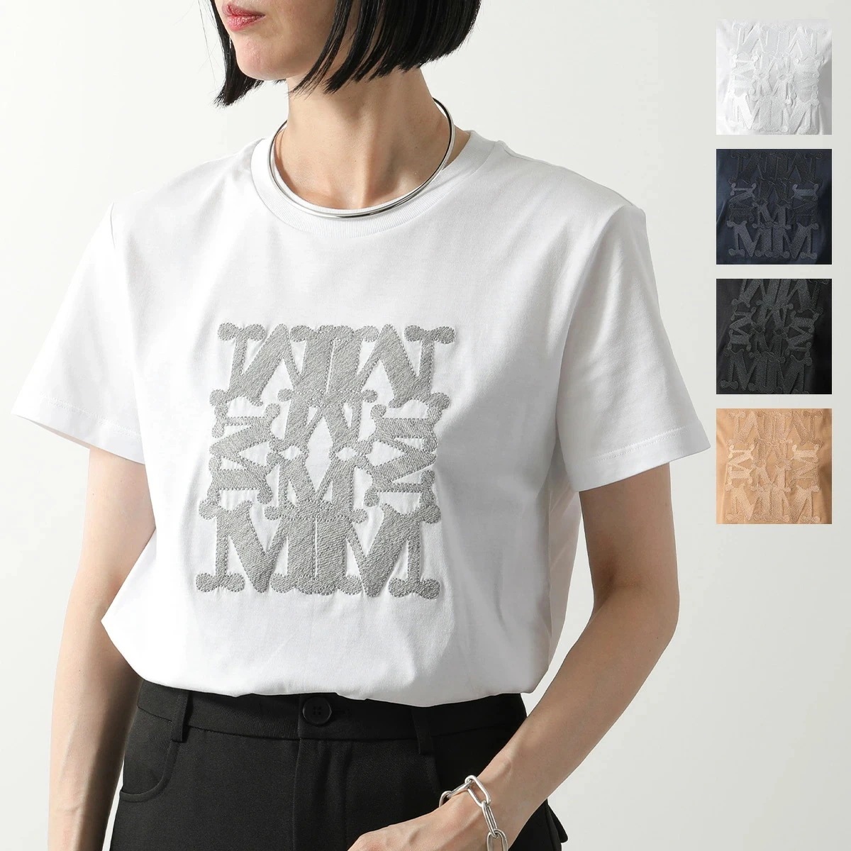 MAX MARA マックスマーラ Tシャツ BRAVO ブラーボ レディース ピュア コットン ジャージー 半袖 カットソー ロゴT 刺繍 クルーネック カラー5色 【ts】