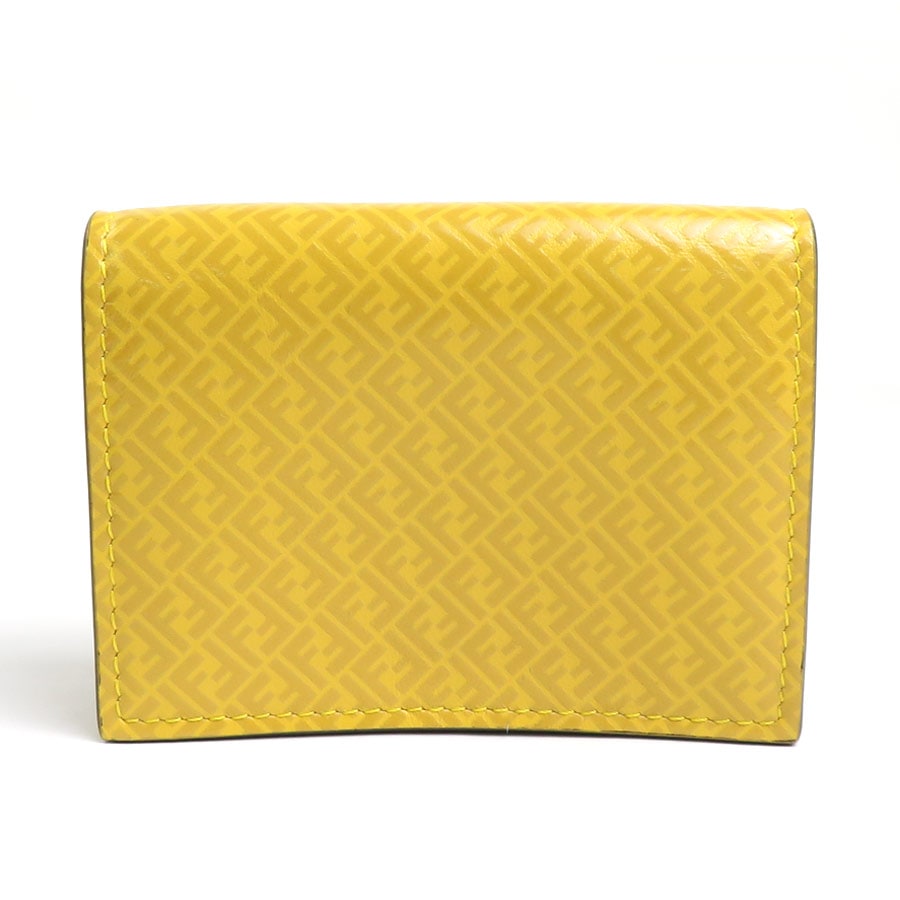 フェンディ FENDI 三つ折り財布 FFロゴ レザー イエロー レディース 7M0280-AGLP h29871f