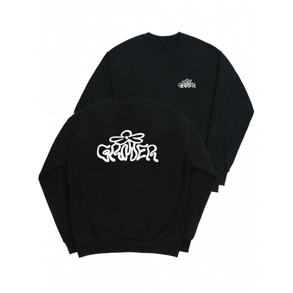GRAVER ウェーブロゴフラワースウェットシャツブラック