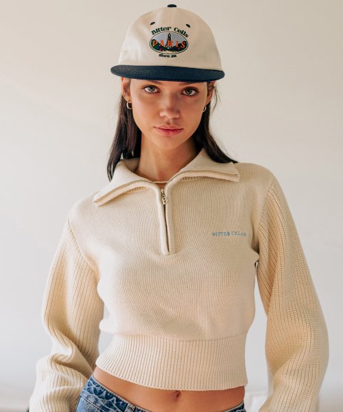 Seine Crop Half Zip Up-Cream