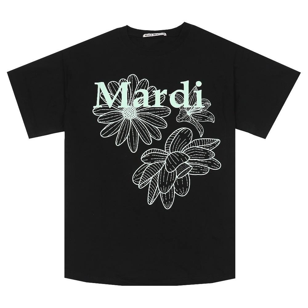 Tシャツ TSHIRT TRIPLE FLOWER BLACK MINT 半袖 レディース 韓国 ファッション アパレル